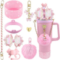 Cup Accessories and Charm Set for Stanley Tumbler Cup, Silicone Straw Cover Cap Straw Toppers Cup Boots, Pink
