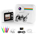 Pink Touch Kids Camera Instant Print, Dual Lens Children Selfie Camera, Christmas Birthday Gift Toy for Boys and Girls, Portable Travel Camera Toy, HD 1080P Kids Camera with SD Card - White