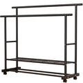 SUSUZI Double Rods Garment Rack with Wheels, Freestanding Clothing Rack for Hanging Clothes