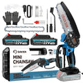 Saker 6 inch Small Handheld Chainsaw with 2 Batteries  2 Chains, Powerful Electric Chainsaw for Efficient Cutting, Ideal for Wood Cutting, Tree Trimming, Blue