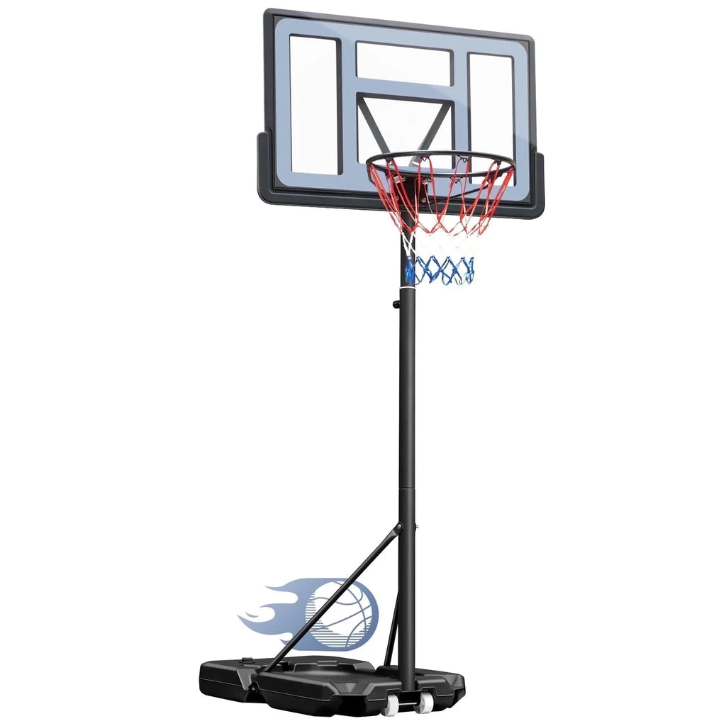 Seray Basketball Hoop with 44 inch Backboard and 2 Wheels, Basketball Hoop Outdoor 3.8-10 feet Adjustable Height for Kids/Adults Outdoor/Indoor Sports