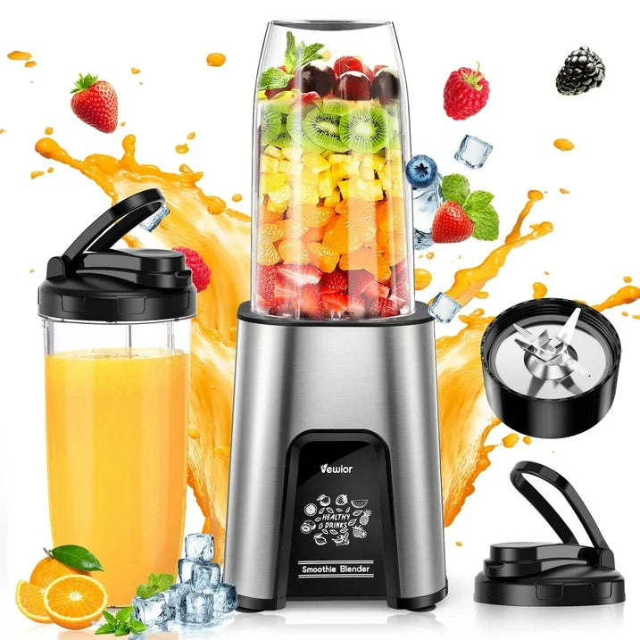 Smoothie Blender for Shakes and Smoothies, Blenders for Kitchen, Protein Drinks, Personal Blender with 2  22Oz Smoothie Cups with Lids