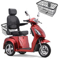 Super Large Electric 3 Wheel Mobility Scooters, Heavy Duty 800W Wheelchair Device, 500 LBS Capacity for Seniors  Adults, Speed Adjust, Remote Key, Receive Ready to Ride.（Red）