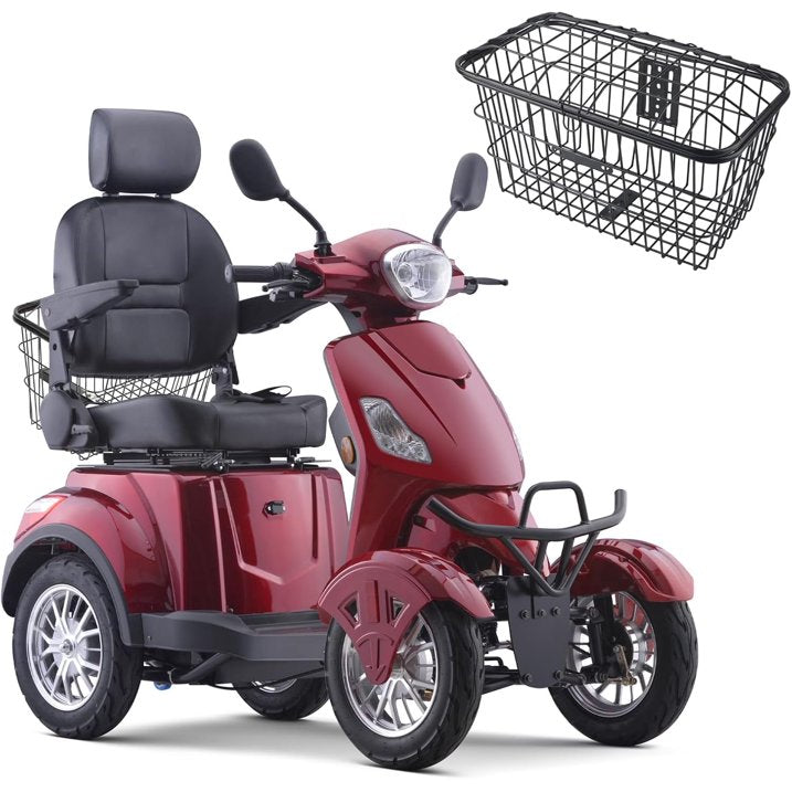 Super Large Electric 4 Wheel Mobility Scooters, Heavy Duty 800W Wheelchair Device, 500 LBS Capacity for Seniors  Adults, Speed Adjust, Remote Key, Receive Ready to Ride.（Red）