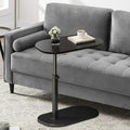 SUSUZI Portable Oval End Table Small C-Shaped Side Table, Height Adjustable, MDF and Metal