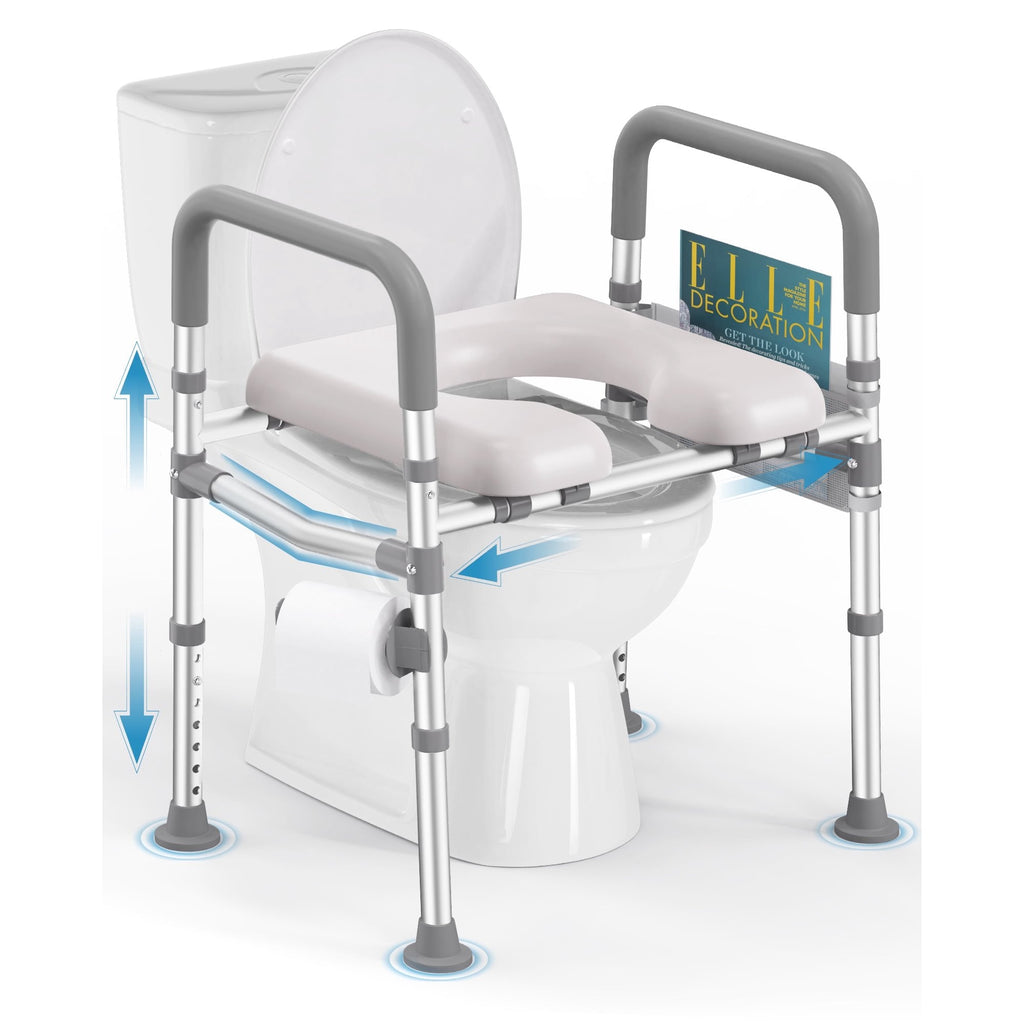 ZOTO Toilet Seat Risers for Seniors, 400 LBS Raised Toilet Seat, Toilet Riser with Handles, Handicap Elevated Toilet Seat with Adjustable Height & Width for Elderly, Pregnant