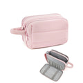 Travel Toiletry Bag for Women, Puffy Cosmetic Makeup Bag Organizer, Large Wide-open Travel Bag for Toiletries, Dopp Kit Water-resistant Shaving Bag for Accessories-Pink