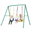 Trekassy Kids Swing Set with Saucer Swing  Belt Seat, 440lbs Capacity Heavy Duty A Frame Metal Stand for Backyard, Outdoor  Playground  Safe  Durable