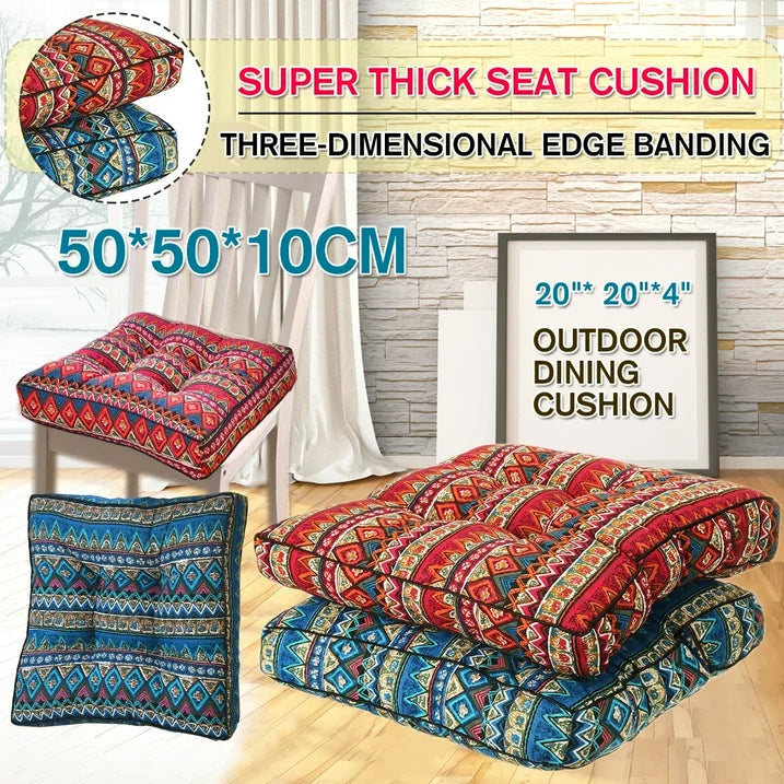 YEERSWAG Outdoor Patio Seat Cushions Bohemian Chair Pads,Square Floor Pillow,Meditation Yoga Cushion for Garden Patio Home Backyard Office,19.7x19.7x3.9