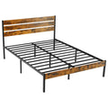 ZUNMOS Queen Size Metal Bed Frame with Headboard and Footboard, No Box Spring Needed, 800LBS Sturdy Slats Support, Noise Free for Bedroom, Brown