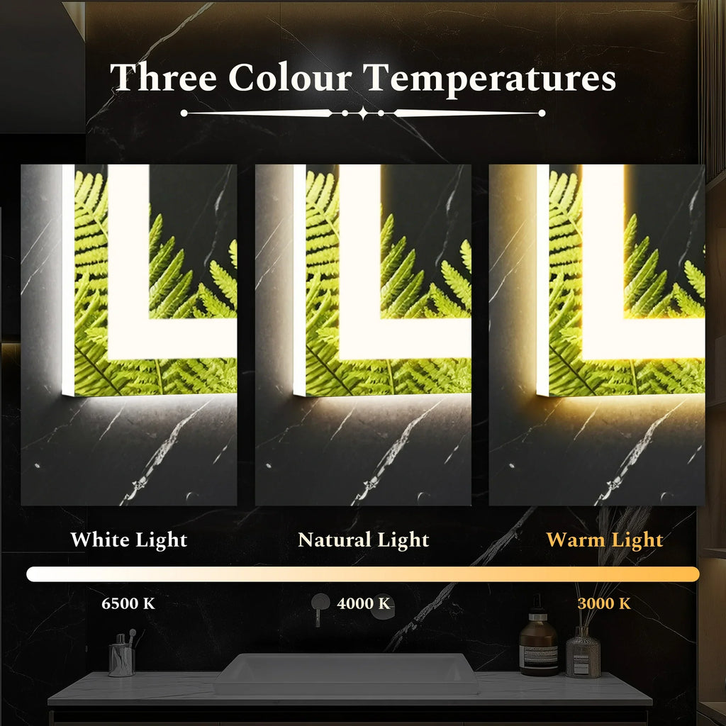 EDX 24"X32" Anti-fog LED Bathroom Mirror with Dual Light Source and Three Lighting Modes, White