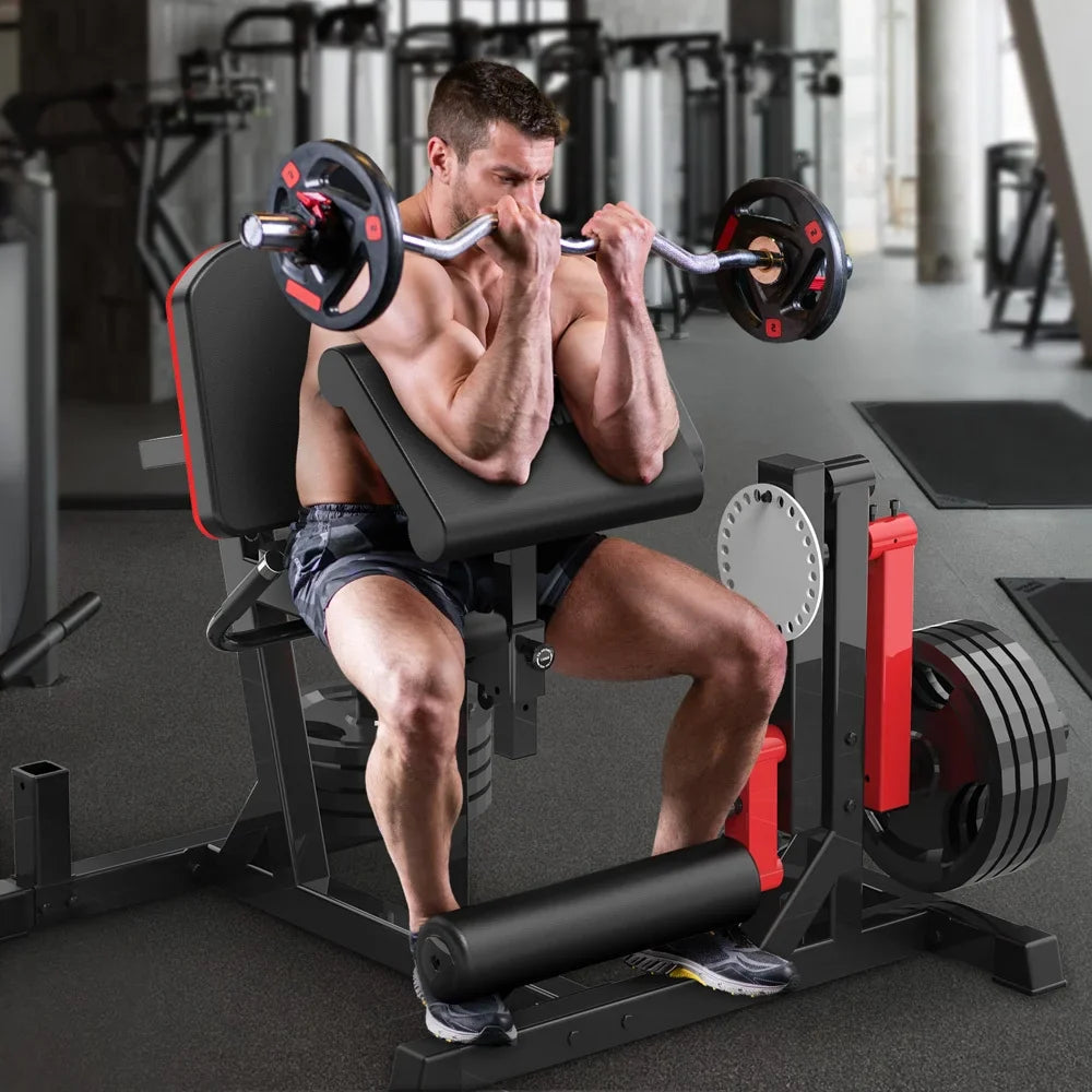 Leg Extension and Curl Machine, Adjustable Leg Machine with Elbow Cushion, Leg Extension and Curl Bench for Home Gym