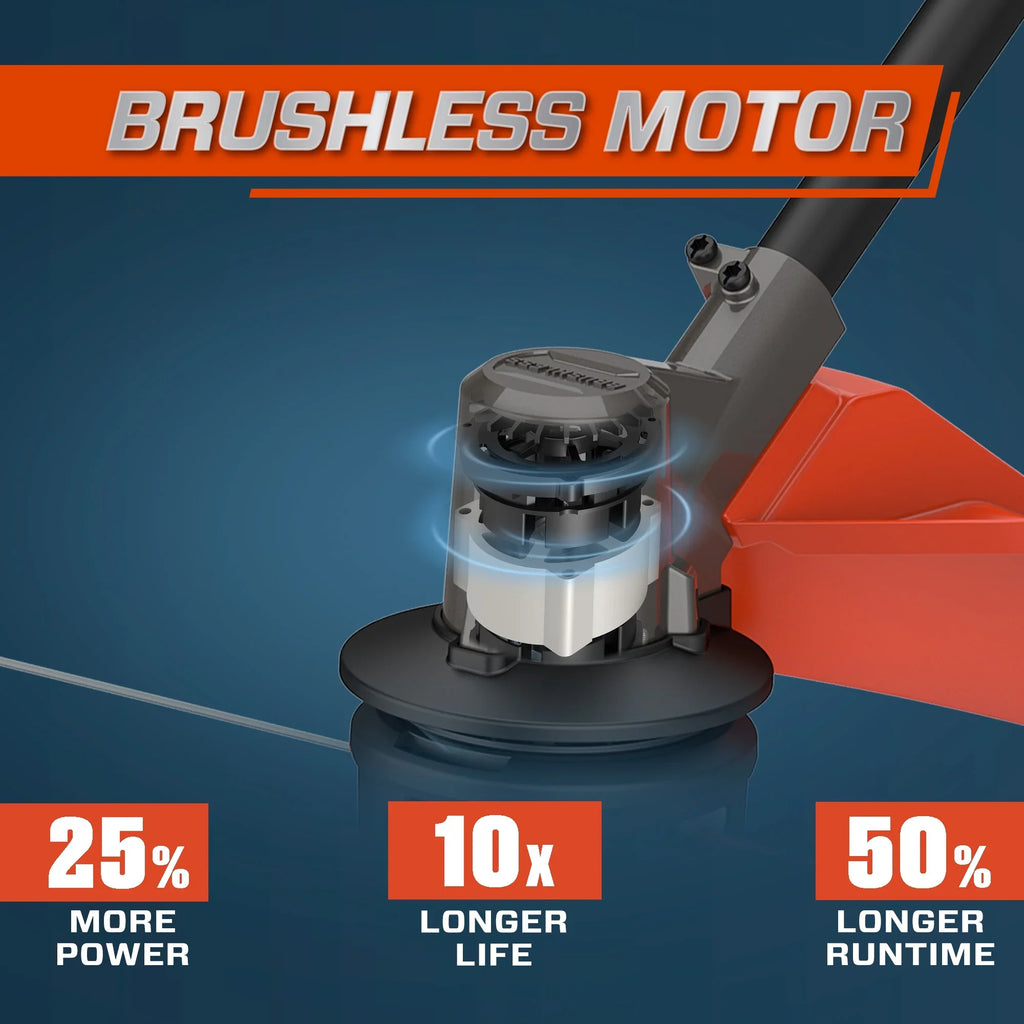 SENIX X6 60 Volt Max* 16-Inch Brushless Cordless Grass String Trimmer, 3Ah Battery and Charger Included