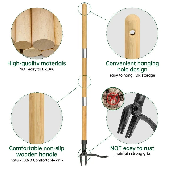 Sentryse Weed Puller Tool Stand up Weeder  Root Puller with Long Handle, 40 Inches, 4 Claw Head Design, No Bending/Kneeling