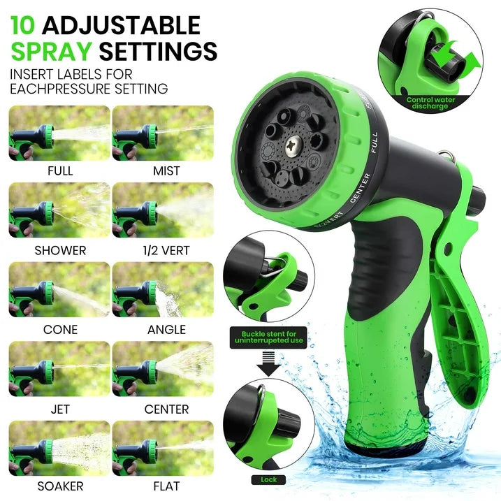 GVDV Garden Hose, 5/8 x 100ft Expandable Water Hose with Spray Nozzle, No Kink, Heavy Duty, 190Psi