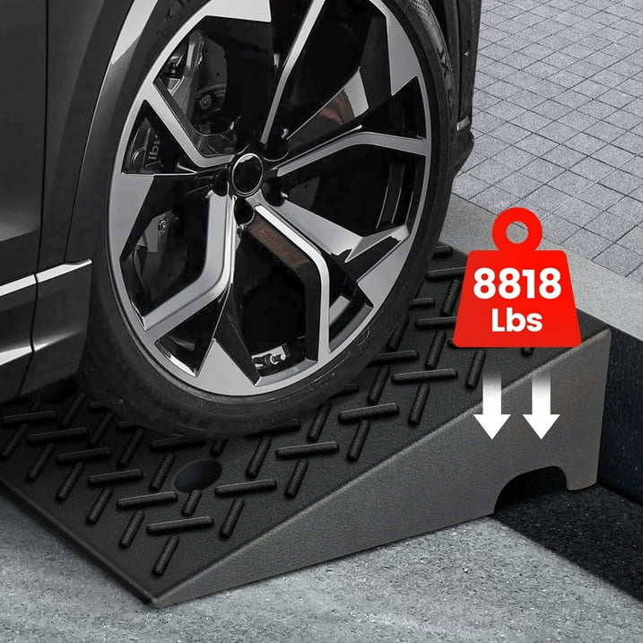 KROAK Rubber Car Curb Ramps,6 Rise Height Heavy Duty 8818lbs Capacity Threshold Ramps，Portable Driveway Ramps for Cars Wheelchairs Scooter Lawn Mower，2 Pack