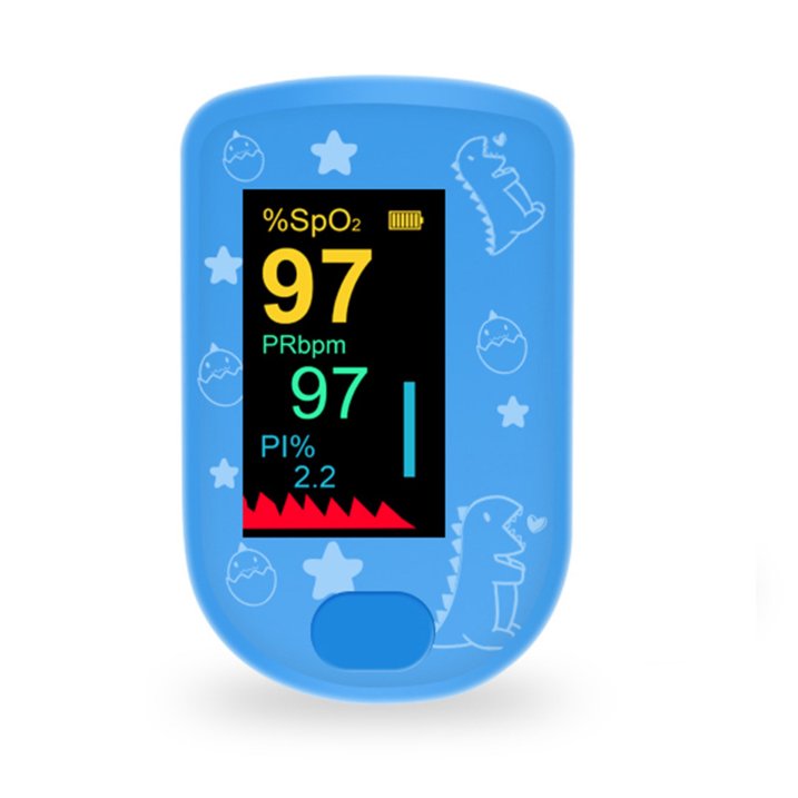 SUWU Pulse Oximeter, Rechargeable Oximeter for Kids  Children, Blood Oxygen Saturation, Pulse Rate Monitor, Cute Cartoon Design, USB C Charging,Blue