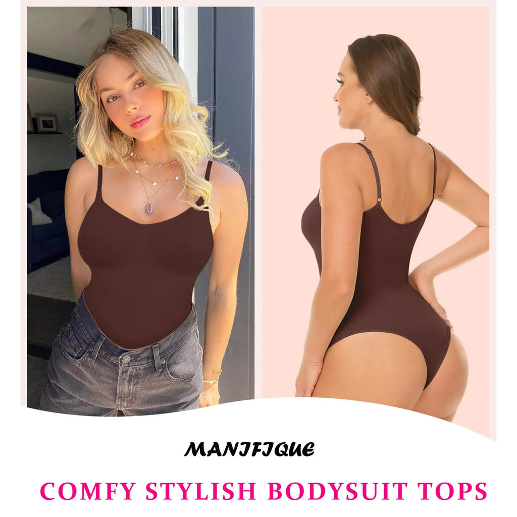 MANIFIQUE 3 Packs Women Shapewear Tummy Control Bodysuit Seamless Sculpting Snatched Waist Body Suit Thong