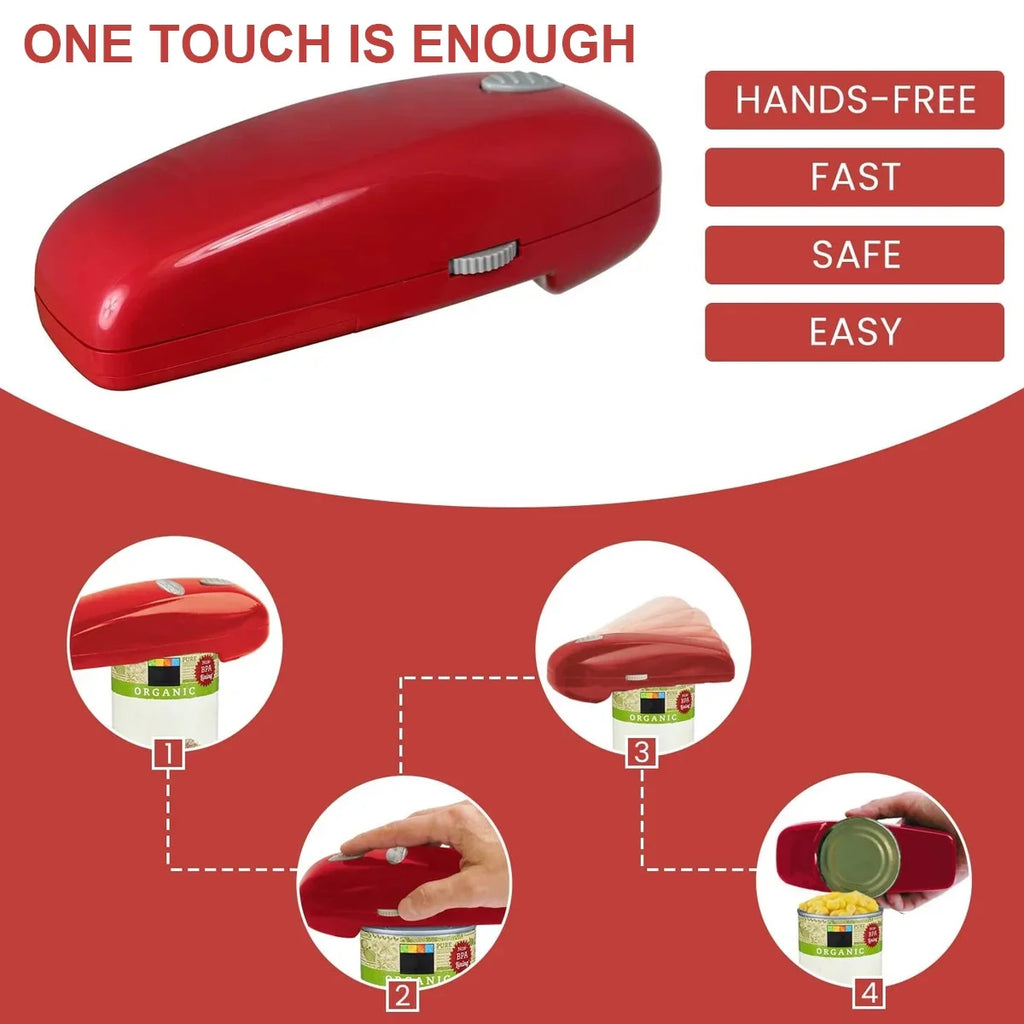Electric Can Opener, Automatic One-Touch Smooth Edge, Battery Operated, Handheld  Arthritis Friendly, Safe for Food Prep