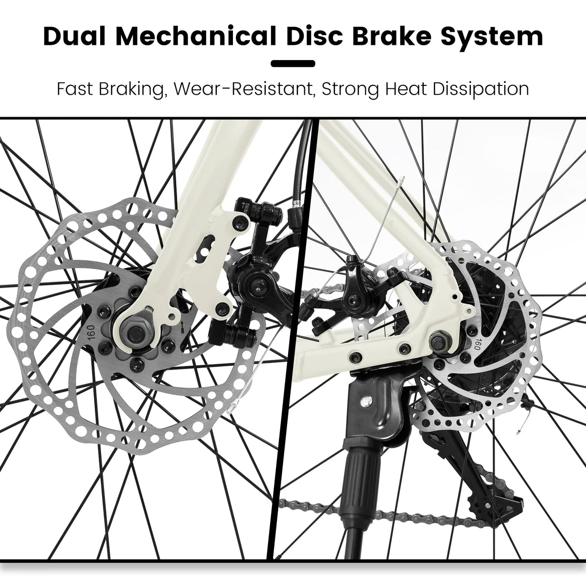 700C Road Bike, 16 Speed Outdoor Bicycle with Disc Brakes, Light Weight Racing Bikes with Aluminum Frame, L Size City Commute Bike for Adults, Cream