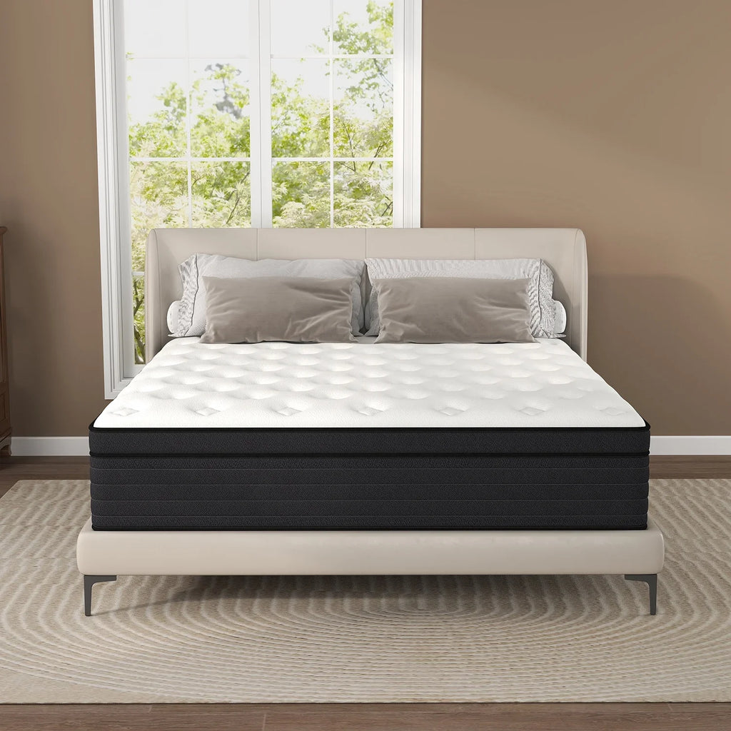 Yilicy 12 inch Queen Adult Mattress with Pocket Spring Hybrid Memory Foam Medium Firm Mattress
