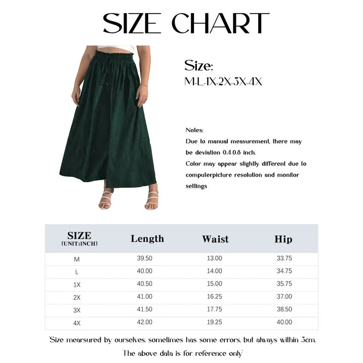 FOLUNSI Women's Plus Size Wide Leg Pants Casual Loose High Waist Culottes Trousers m-4x