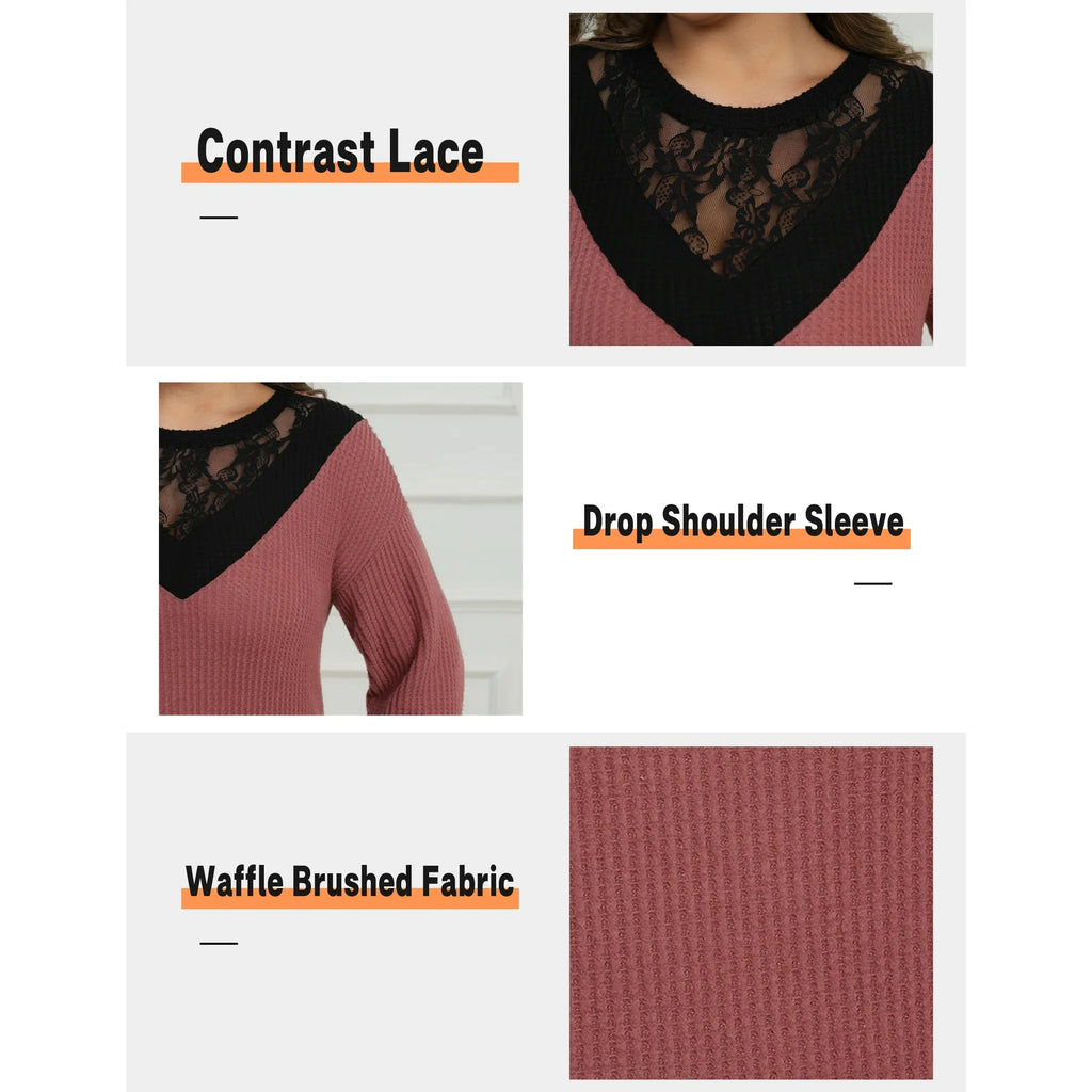 a.Jesdani Plus size Sweatshirts for Women Crewneck Casual Lace Patchwork Pullover Sweater 2xl