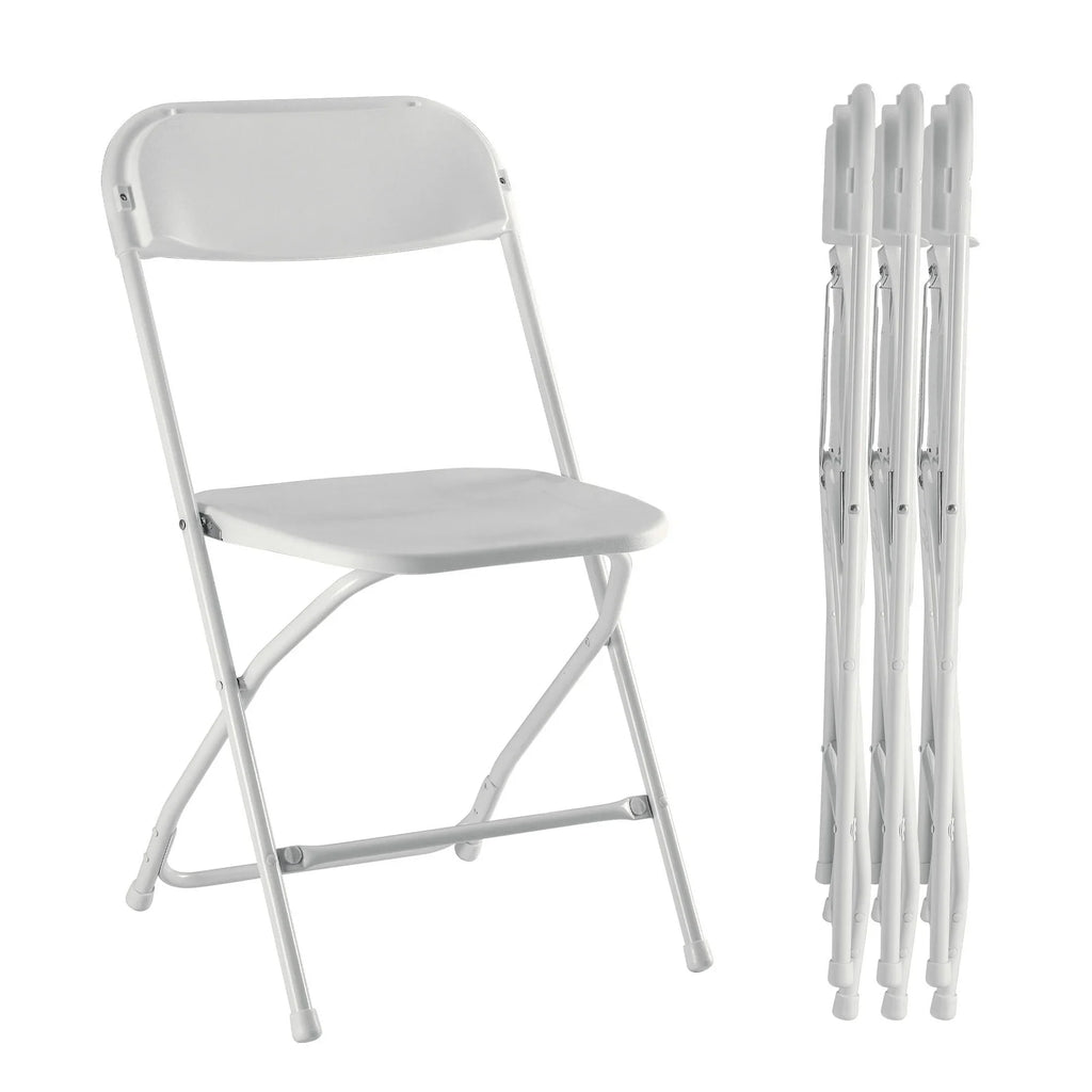 edx 4-Pack Folding Chair, Indoor Portable, Stackable for Events, Offices, Weddings and Restaurants, White