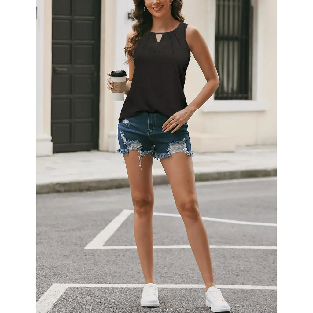 FOLUNSI Womens Summer Tank Top Sleeveless Casual Loose Dressy Work Shirt s-xxl