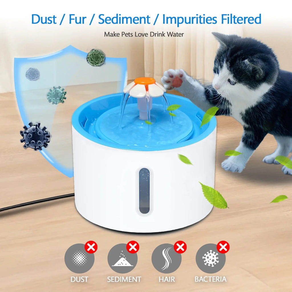KGC 2L Cat Water Fountain Soft Flow with Advanced Filtration System, 3 Drinking Modes for Automatic Cats' Hydration