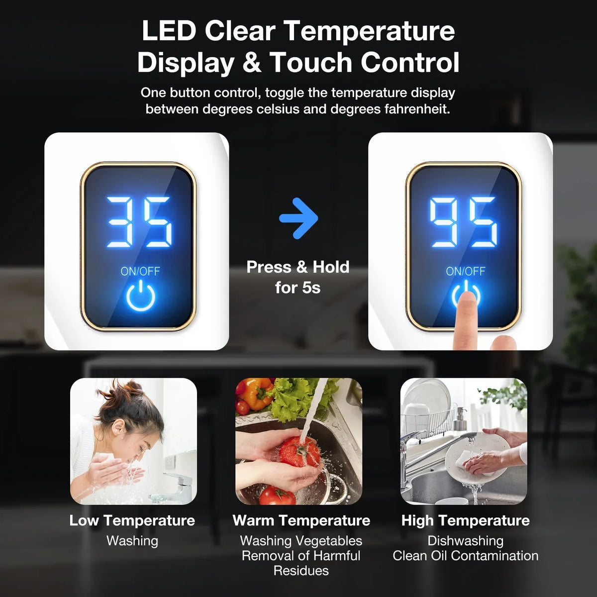 Electric Tankless Water Heater 3.0KW 110V Instant Hot On Demand Residential Electric Water Heater for Kitchen rv Whole House Shower Sink Small