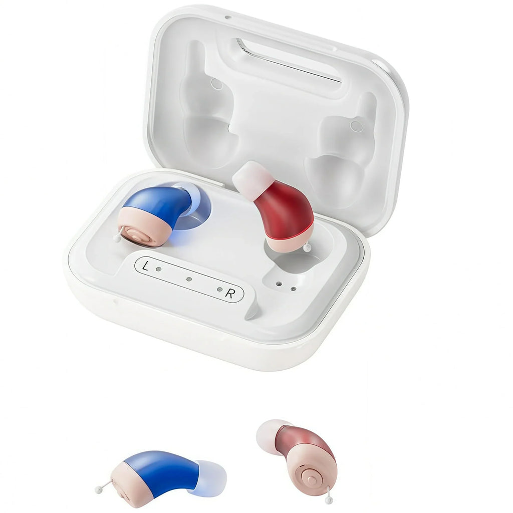 iadr Hearing Aids for Seniors Rechargeable with Noise Cancelling, Adults Hearing Amplifiers for Hearing Loss, Hearing Amplifiers with Magnetic Charging Case,Beige(A49)
